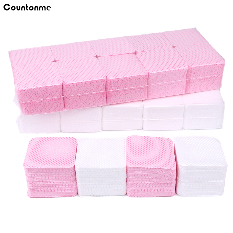 Nail Art Pink - แผ่นเช็ดทำความสะอาดเล็บแบบไม่มีขุย 1000 ชิ้น ทำจากผ้าฝ้าย สีขาวและสีชมพู สำหรับทำความสะอาดเล็บ