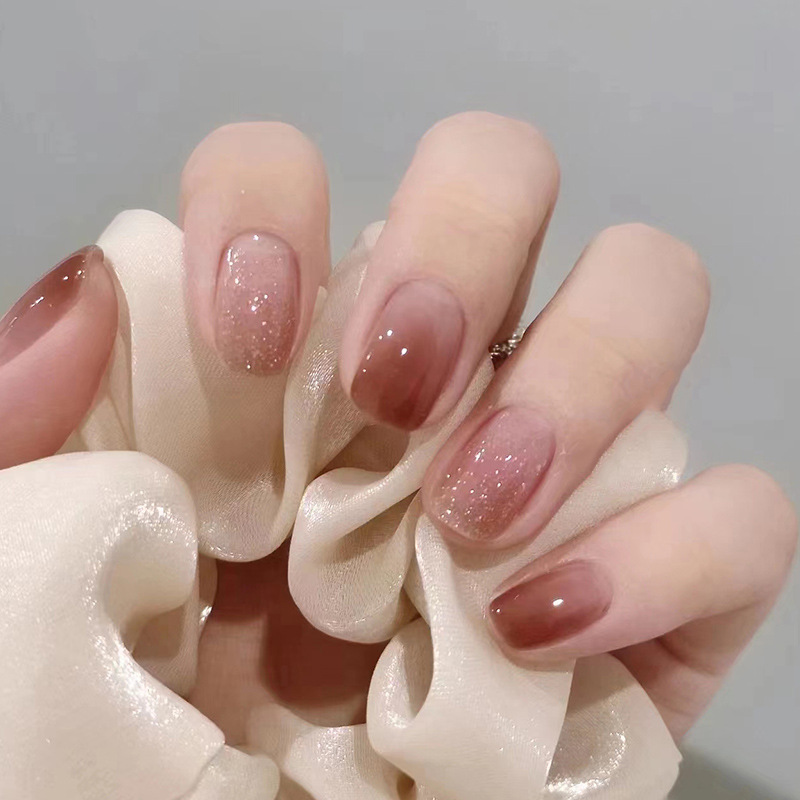 Nail Art Pink - 24ชิ้นสีชมพูสดใสสีไล่ระดับสีเครื่องประดับเล็บปลอมกดบนเล็บเล็บปลอมตกแต่งปาร์ตี้งานแต่งงานงานศิลปะเล็บเงางาม