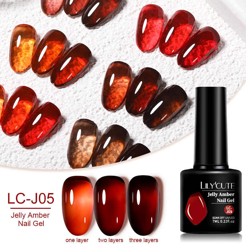 LILYCUTE เจลทาเล็บสีอำพันใส 7  - Nail Art Orange บทวิจารณ์และราคา