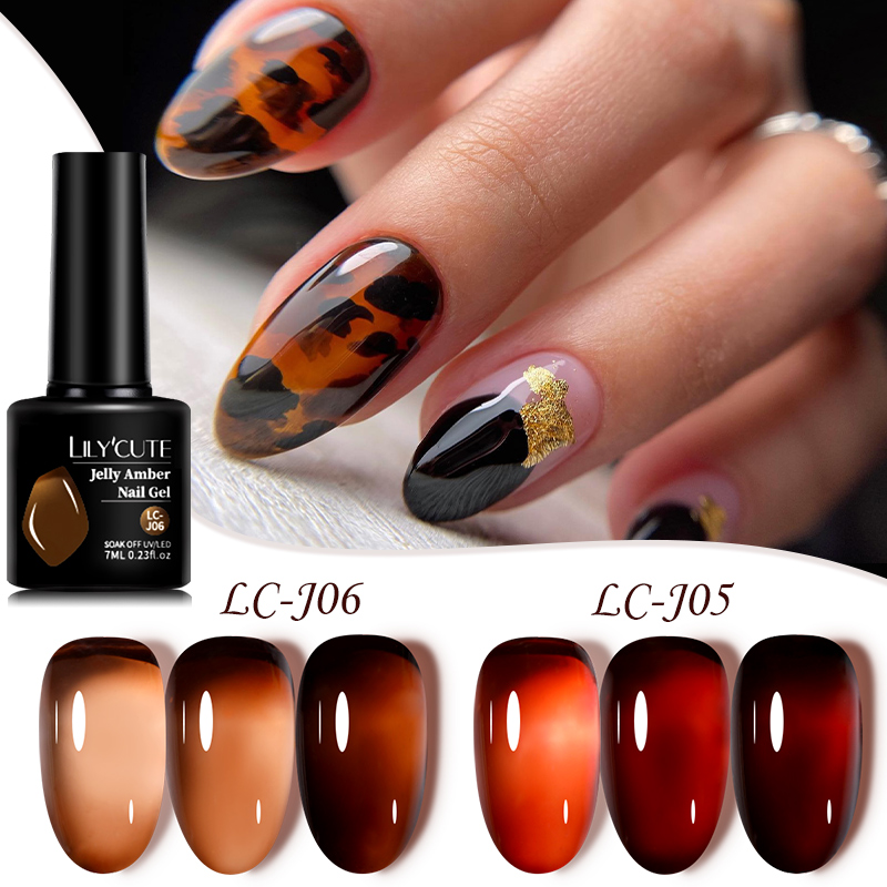 LILYCUTE เจลทาเล็บสีอำพันใส 7  - Nail Art Orange บทวิจารณ์และราคา