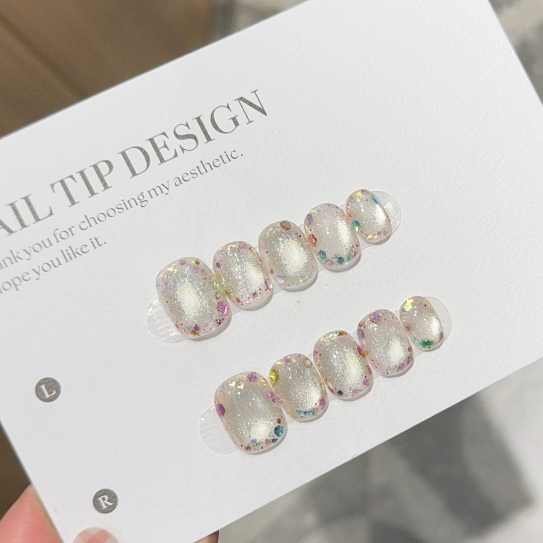 เล็บปลอมสีสันสดใสประดับเพชรแบบ - Nail Art Press On บทวิจารณ์และราคา