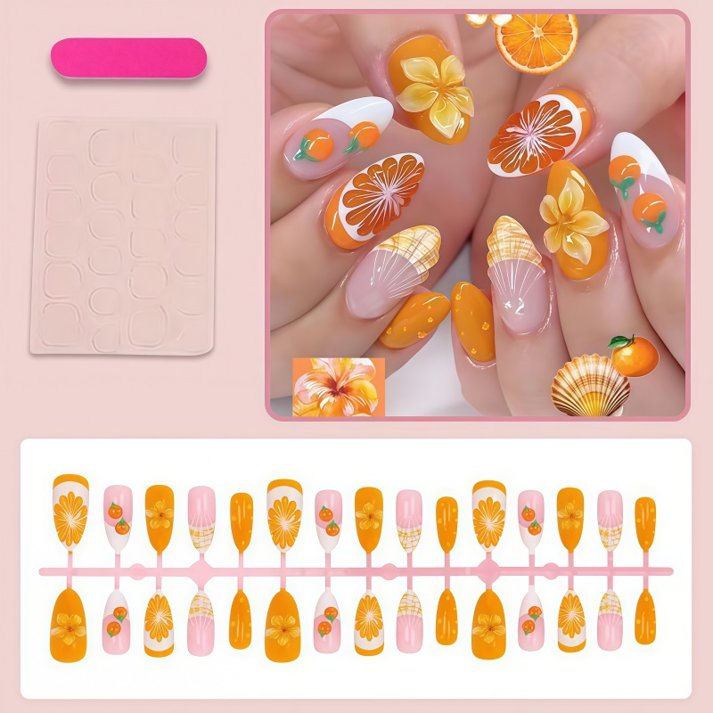 2026 ใหม่ 30 ชิ้น เล็บปลอม 3 ม - Nail Art Orange บทวิจารณ์และราคา