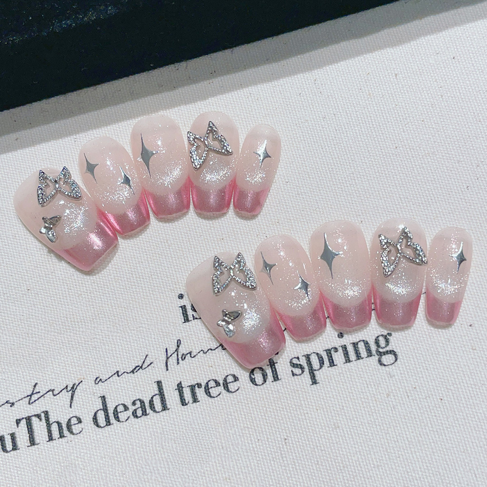 ชุดเล็บปลอมแบบกดติด 10 ชิ้น รู - Nail Art Pink บทวิจารณ์และราคา