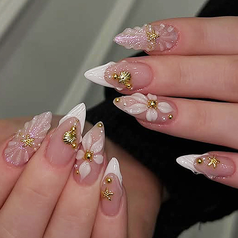 ชุดเล็บปลอมแบบกดติด 24 ชิ้น ลา - Nail Art Pink บทวิจารณ์และราคา