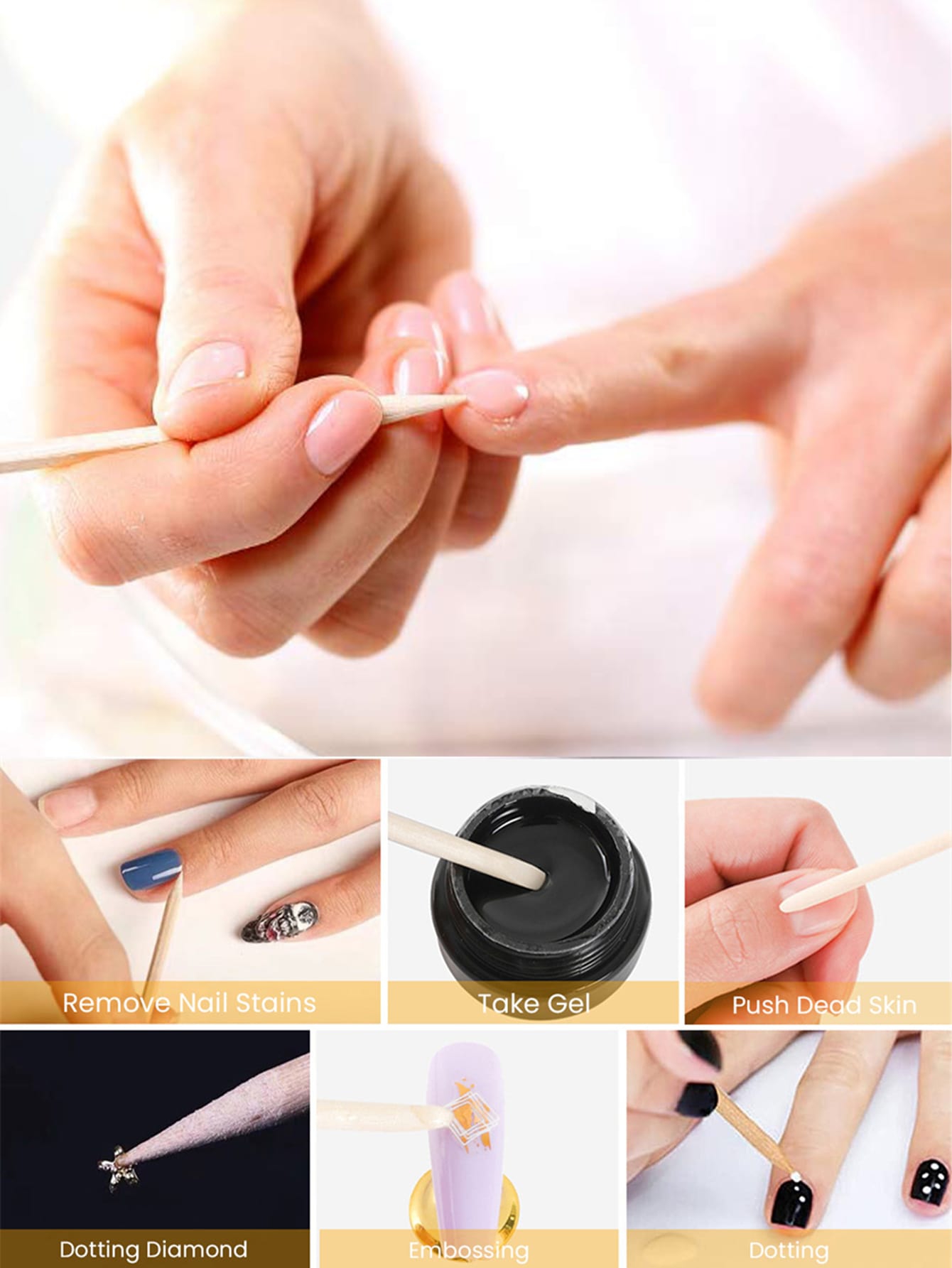 15 ถึง 500 PCS สีส้มไม้ Cuticl - Nail Art Orange บทวิจารณ์และราคา