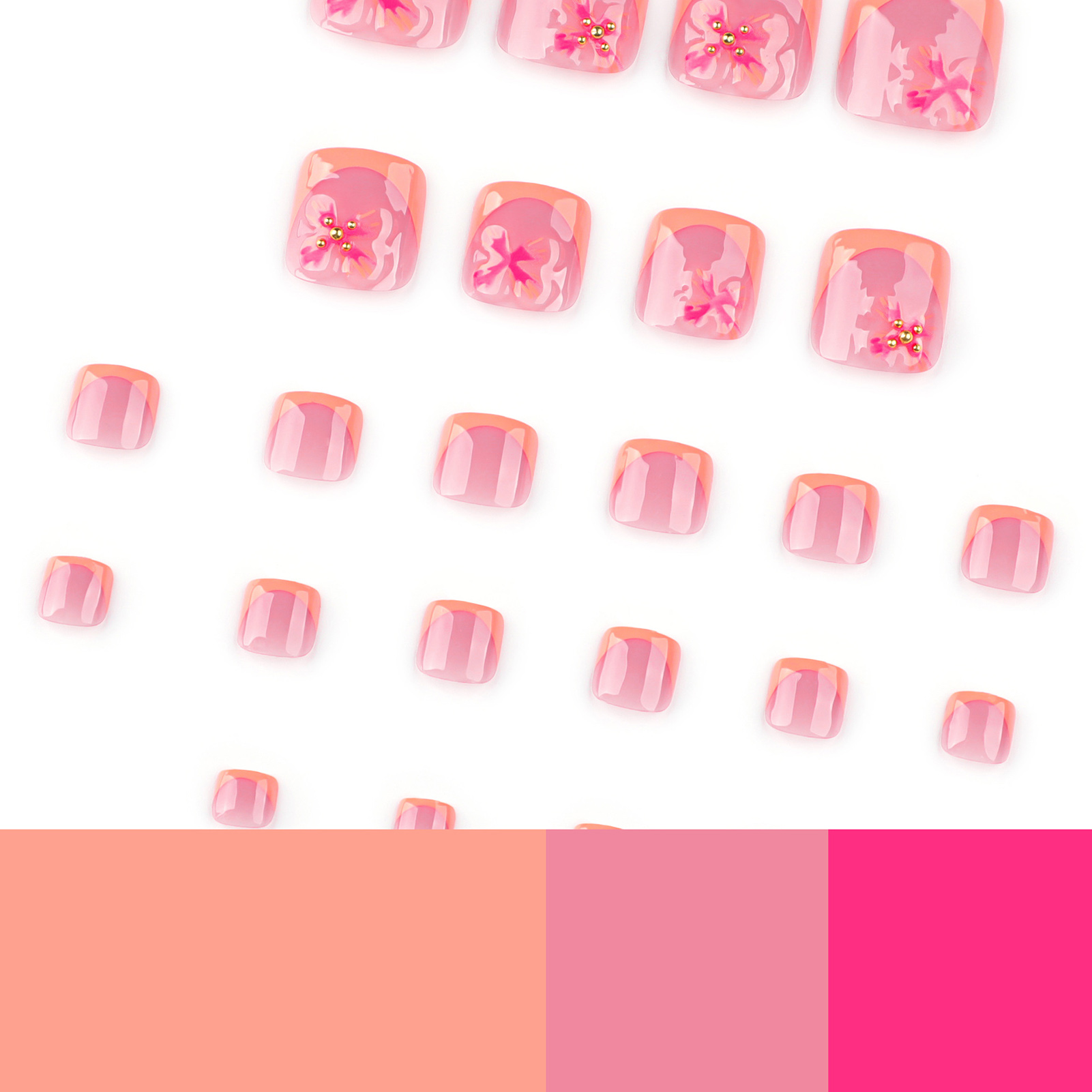 24pcs Charming ดอกไม้รูปแบบกดบ - Nail Art Press On บทวิจารณ์และราคา
