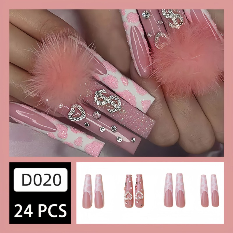24 ชิ้นยาวพิเศษสแควร์กดบนเล็บ  - Nail Art Press On บทวิจารณ์และราคา