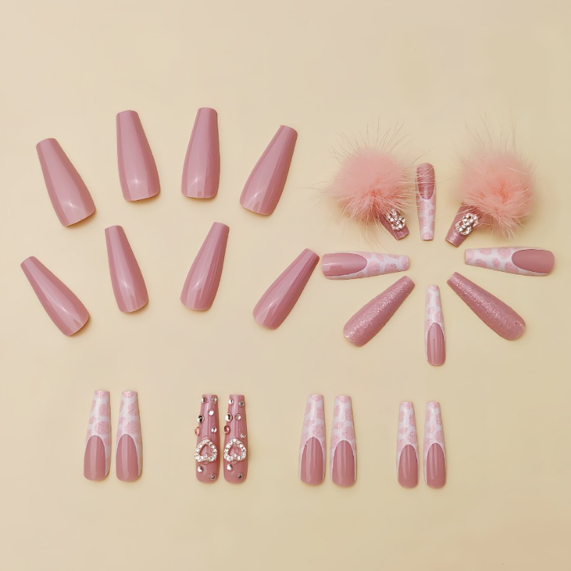 24 ชิ้นยาวพิเศษสแควร์กดบนเล็บ  - Nail Art Press On บทวิจารณ์และราคา